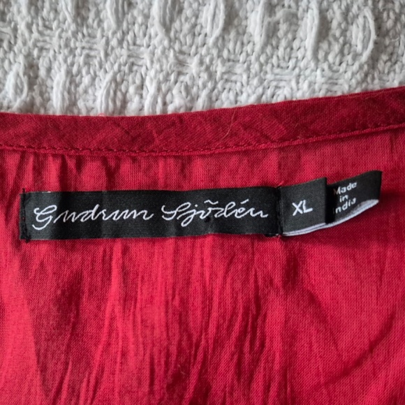 Gudrun Sjoden red embroidered organic cotton top XL - Picture 3 of 7